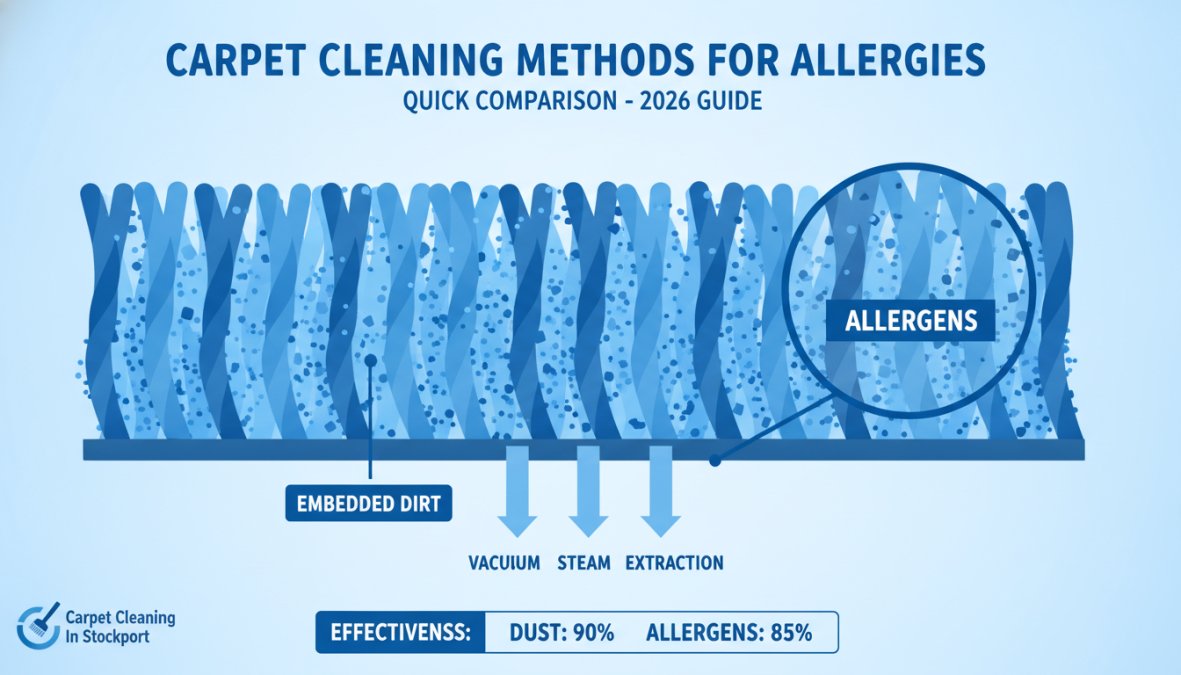 Visual comparison chart showing best carpet cleaning methods for allergies