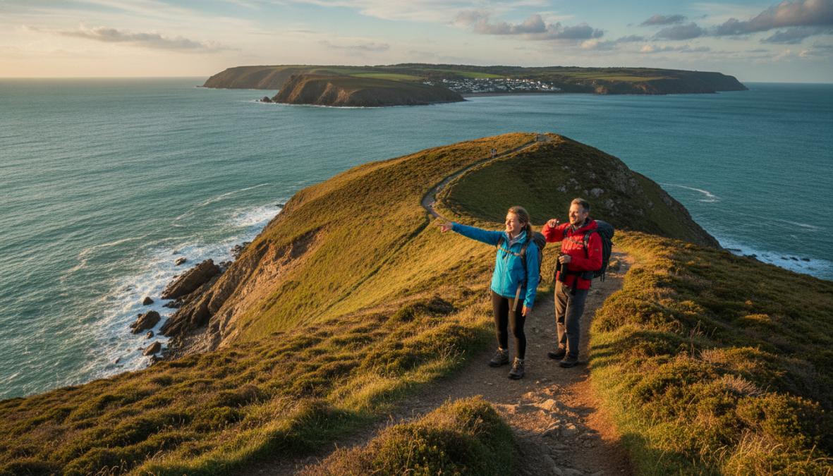 Professional illustration showing Dramatic for best coastal walks near hope cove
