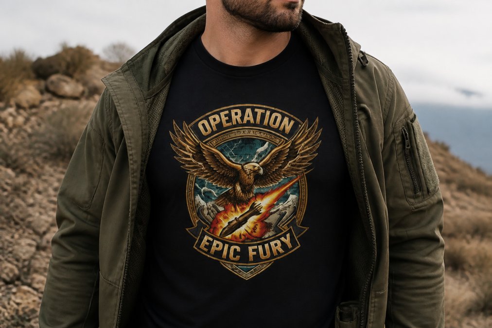 Close-up of layered tactical apparel showing comfortable tactical graphic tee as base layer with tactical jacket worn over it, demonstrating fit and graphic visibility
