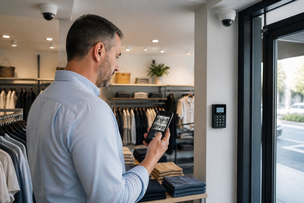 Feature overview showing Business, CCTV for commercial security alarm services