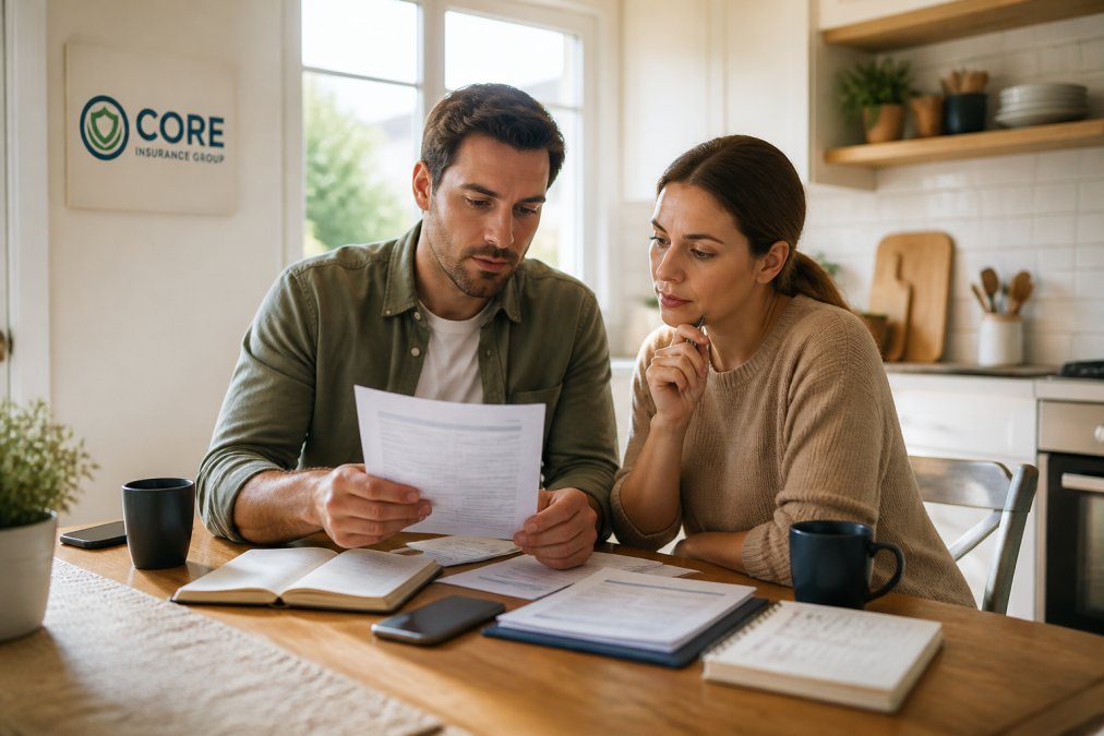 Flowchart illustrating a personalized risk assessment process for couple reviewing insurance policy options