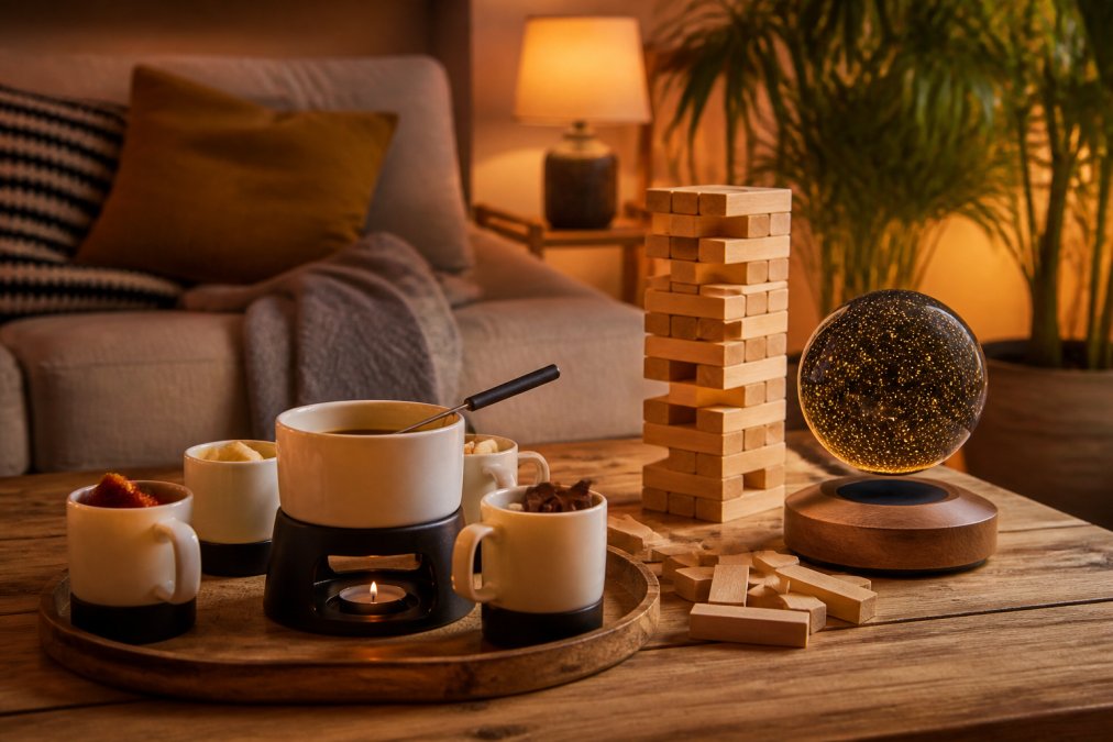 Diagram showcasing curated lifestyle essentials for home decor, gifting, and game night setups