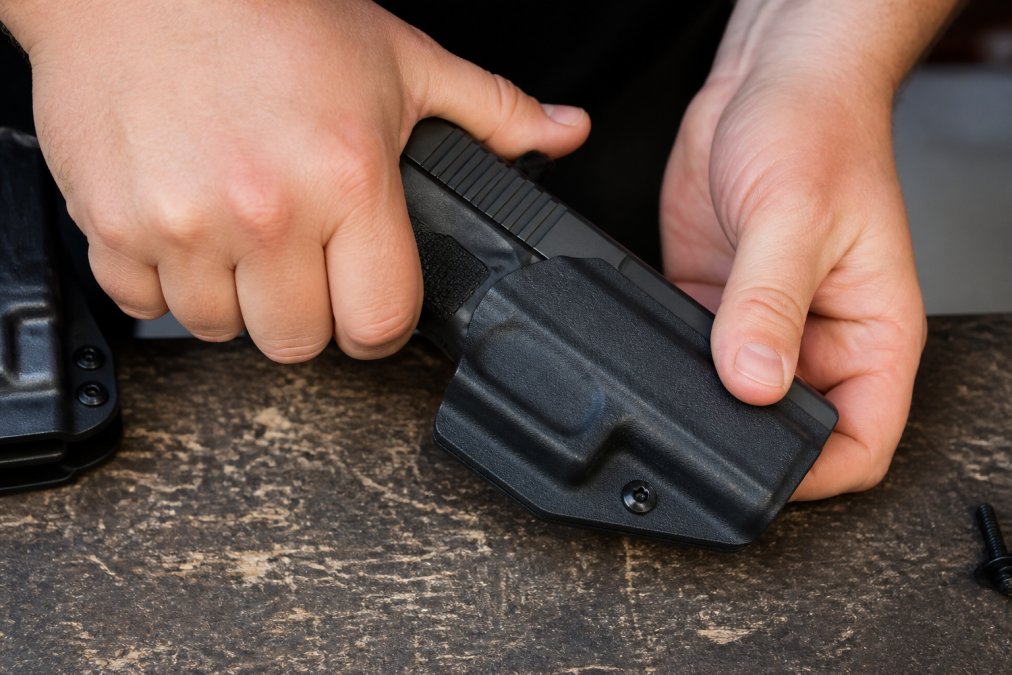 Professional illustration showing custom kydex holster