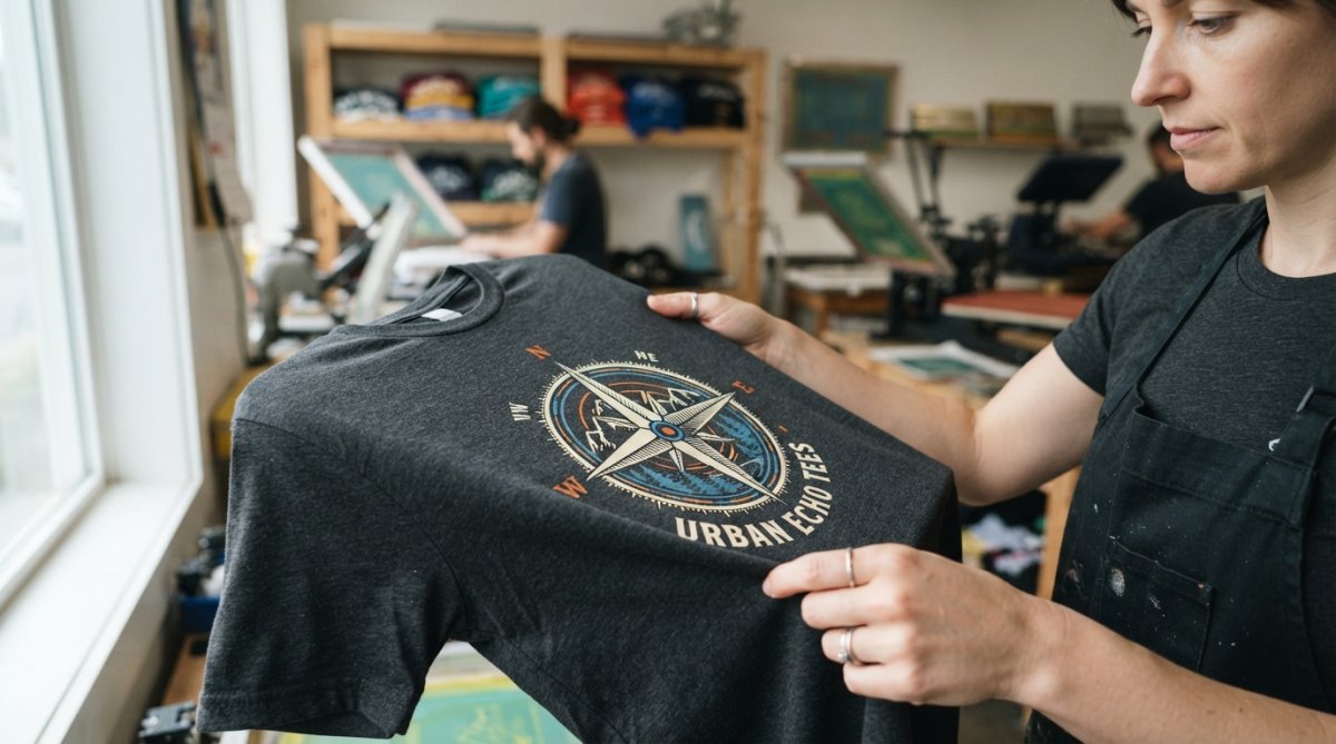 Professional illustration showing Close for custom t-shirt printing service