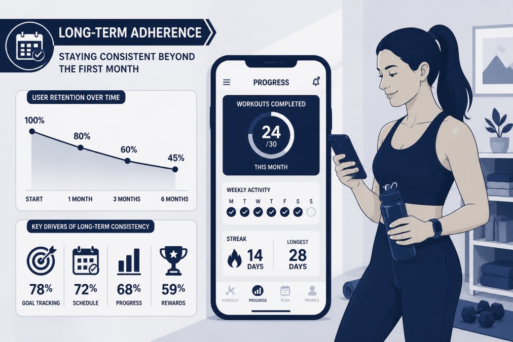 Fitness enthusiast checking progress on smartphone app while holding water bottle, showing motivation and tracking progress in home workout setting with natural lighting