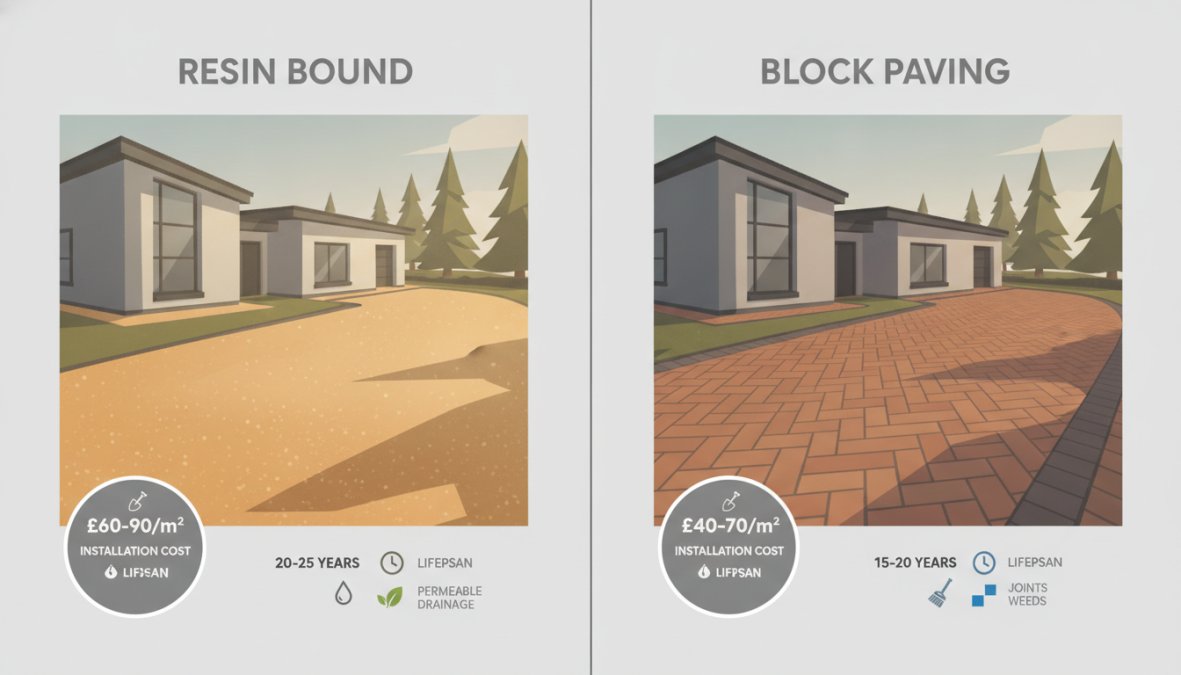 Side-by-side comparison of best driveway materials for norfolk