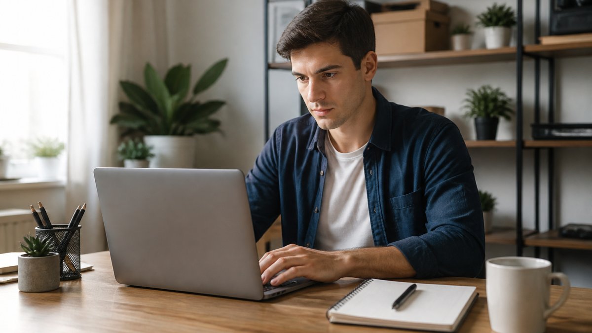 Entrepreneur setting up an online store on a laptop, representing the best e-commerce platform for beginners.
