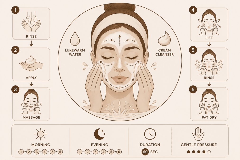 Step-by-step visual guide for best facial cleanser