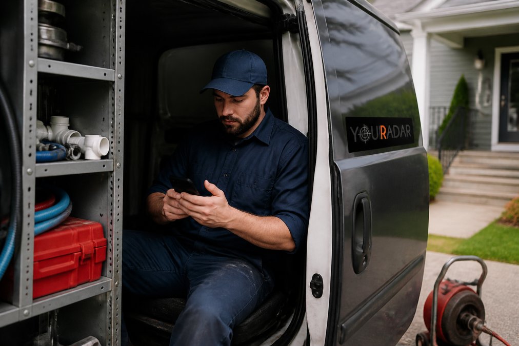Professional illustration showing Plumber for field service app plumbers