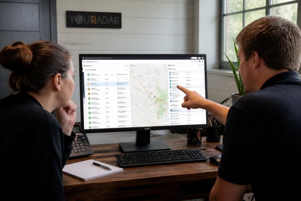 Feature overview showing Dispatcher for field service app plumbers