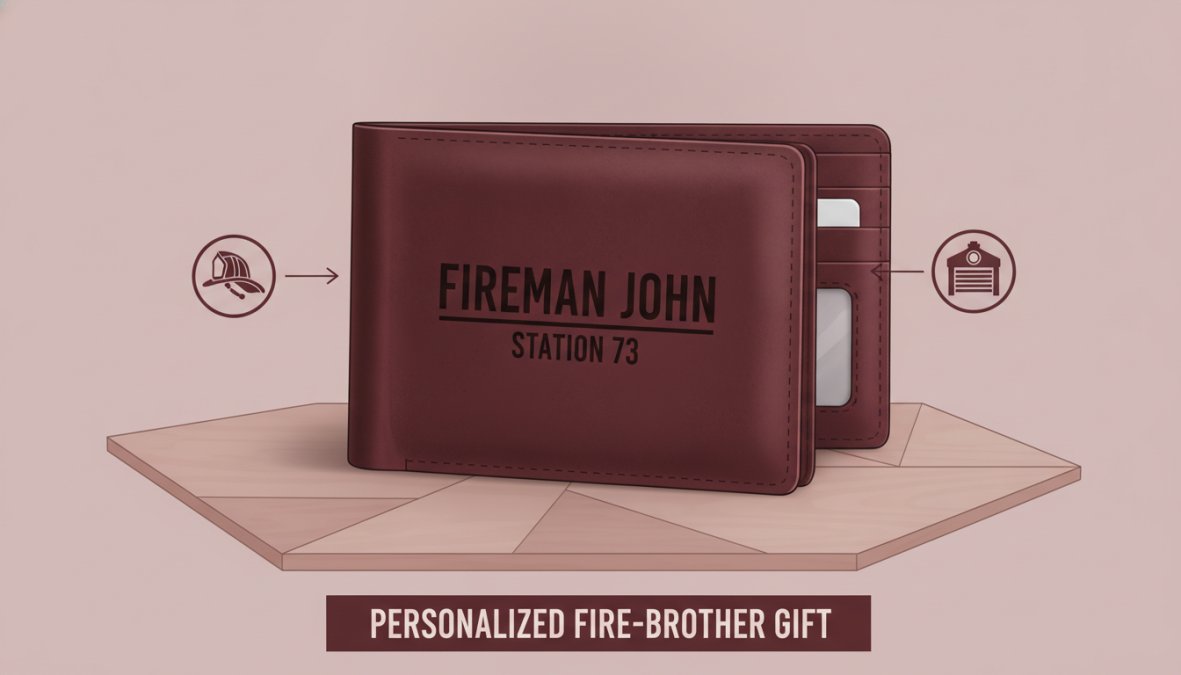 Professional illustration showing buy firefighter gifts for station brothers