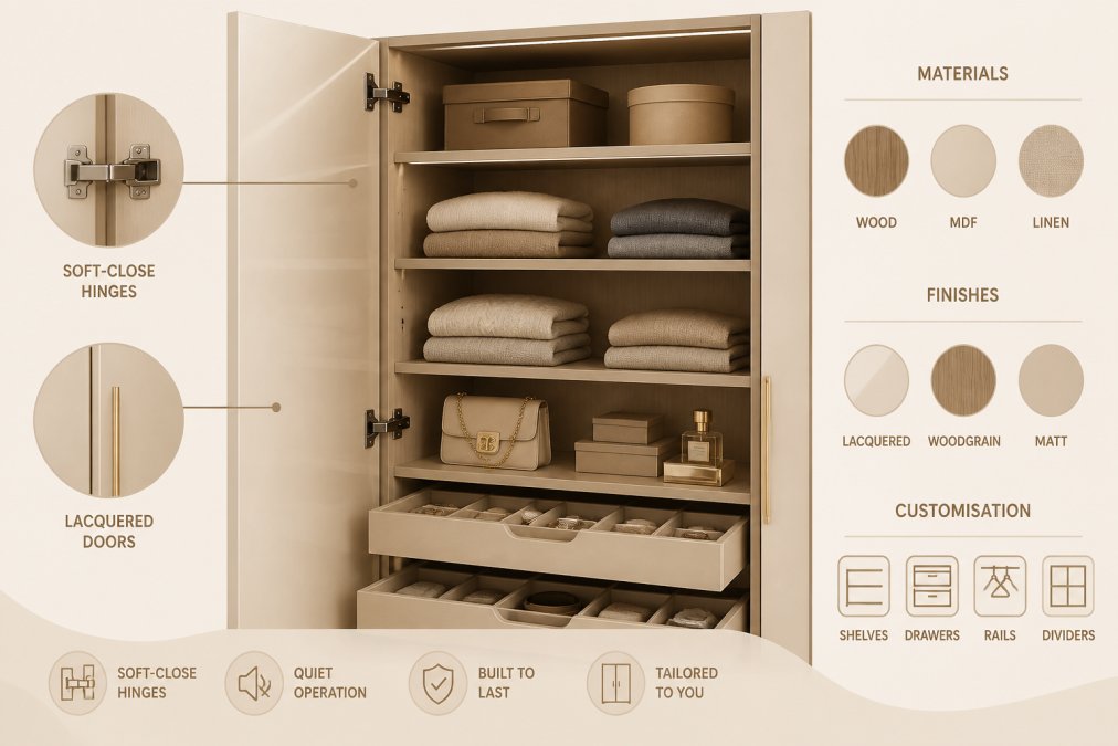 Professional illustration showing fitted wardrobe companies london