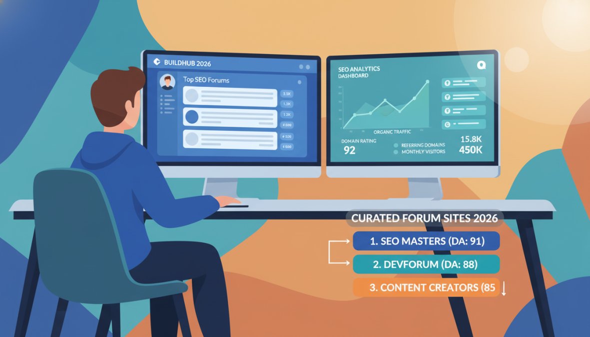A focused professional in a modern office reviewing printed SEO strategy documents spread across a desk, a laptop open beside them showing a link analysis tool, sticky notes visible on the desk with handwritten keywords like "risk" and "opportunity," natural window light, overhead view