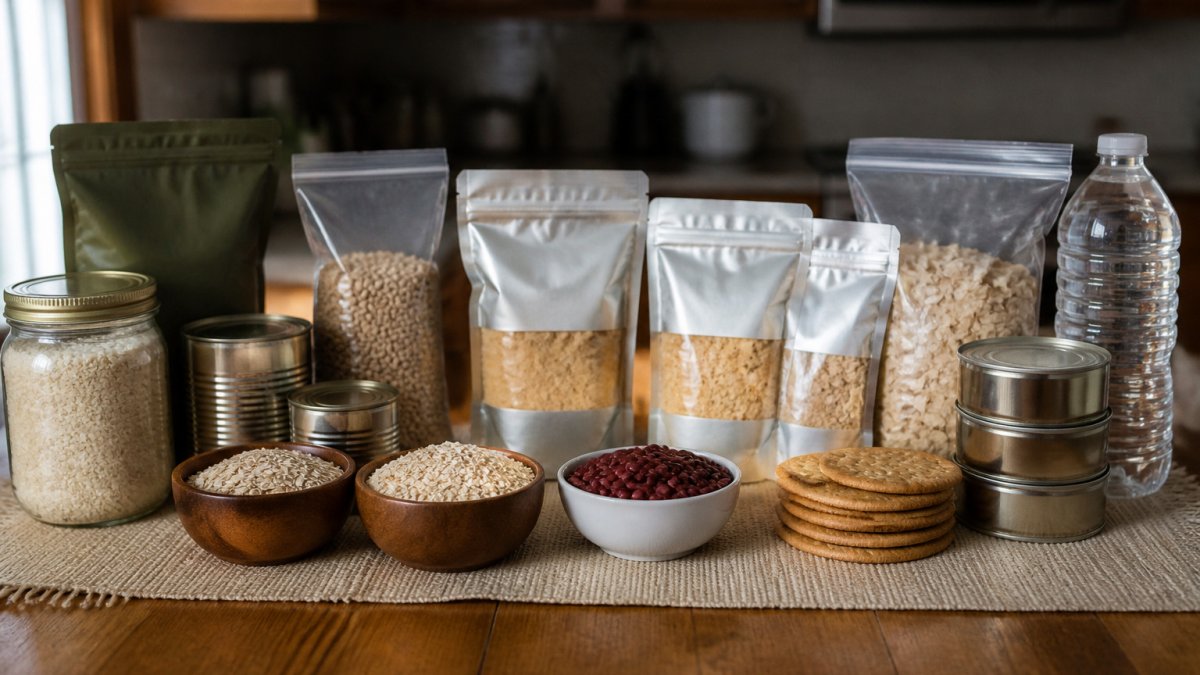 Comparison table evaluating certification, prep, shelf life, and cost for gluten-free emergency food options.