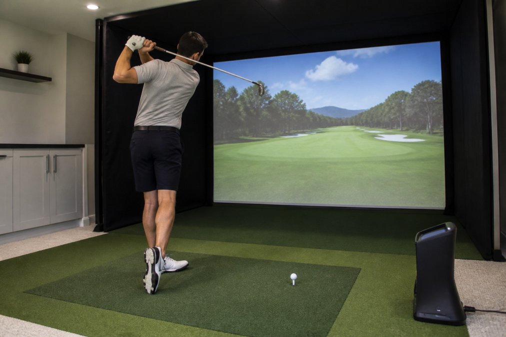 Professional illustration showing best golf simulator