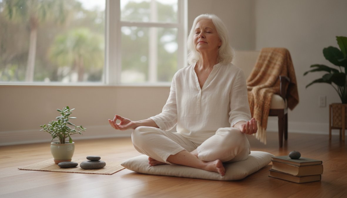 Professional illustration showing Senior for best holistic pain management for seniors