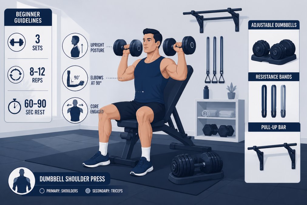 Professional illustration showing Person for best home gym equipment for beginners 2026