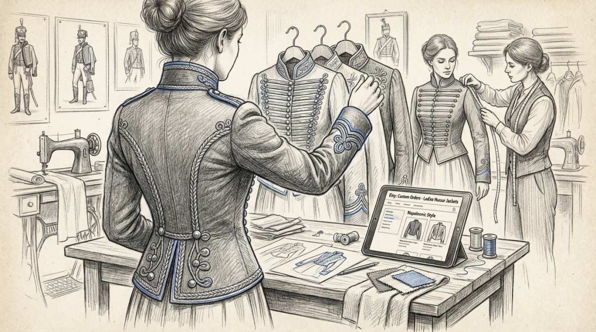 Close-up of gold embroidery on a hussar jacket