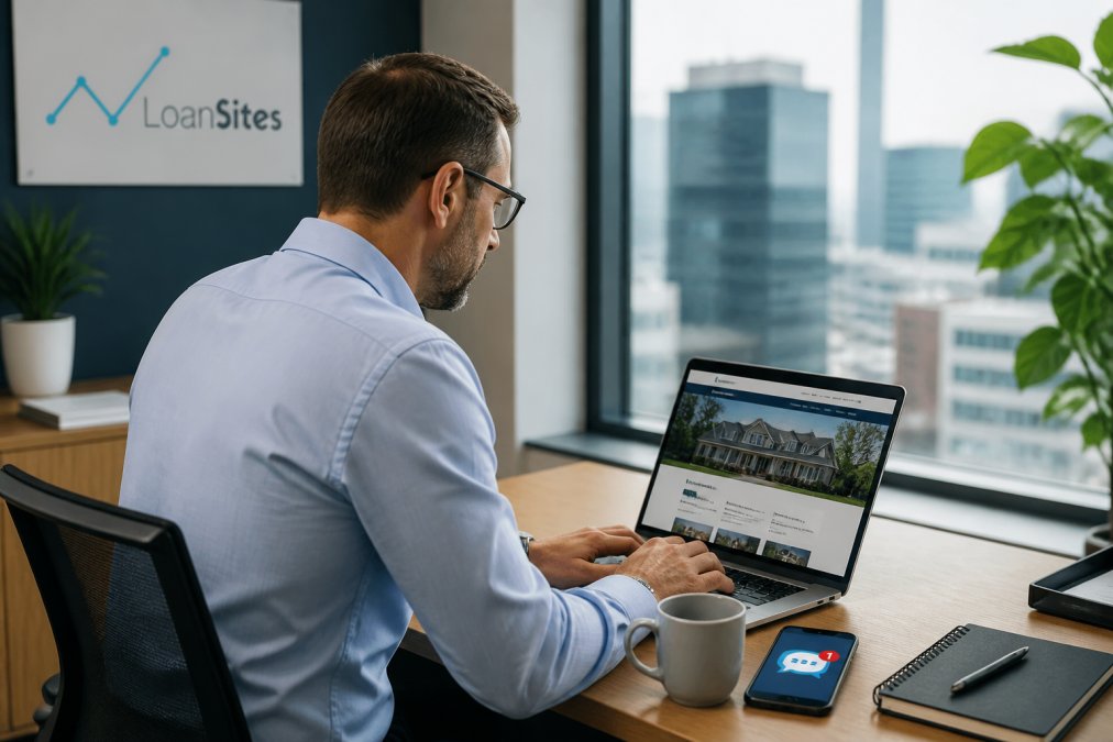 Loan officer using a LoanSites dashboard as a leadpops alternative to manage mortgage lead notifications