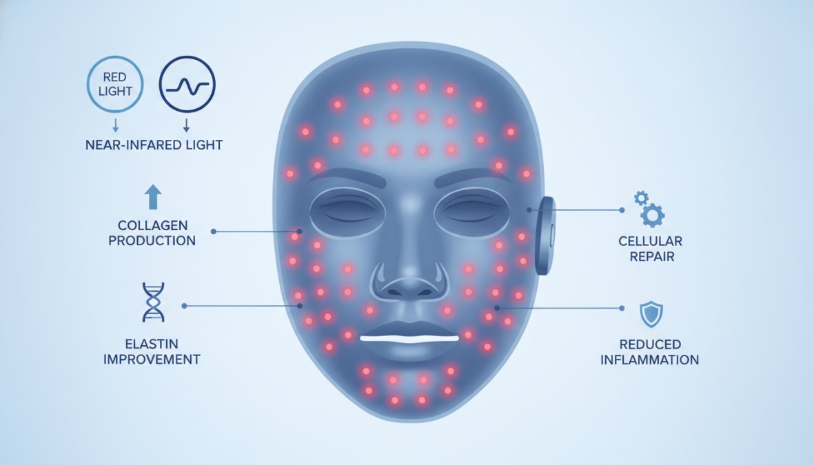 Professionelle Illustration von Anti-Aging-LED-Gesichtsmasken