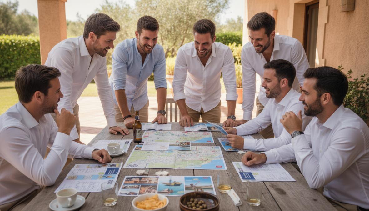 Professional illustration showing best man duties stag do planning