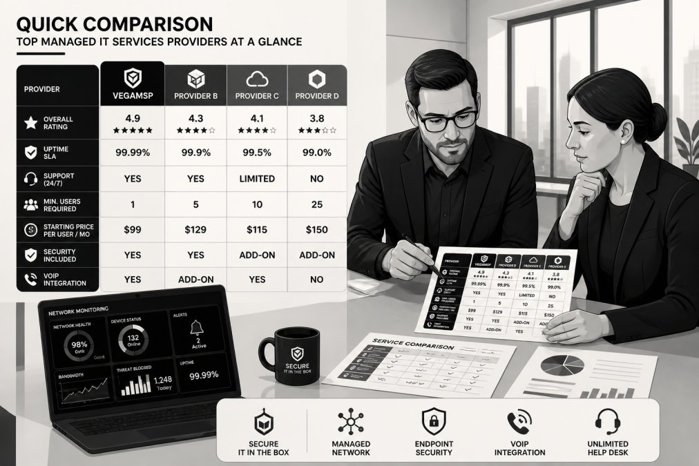 Visual comparison chart showing managed IT services