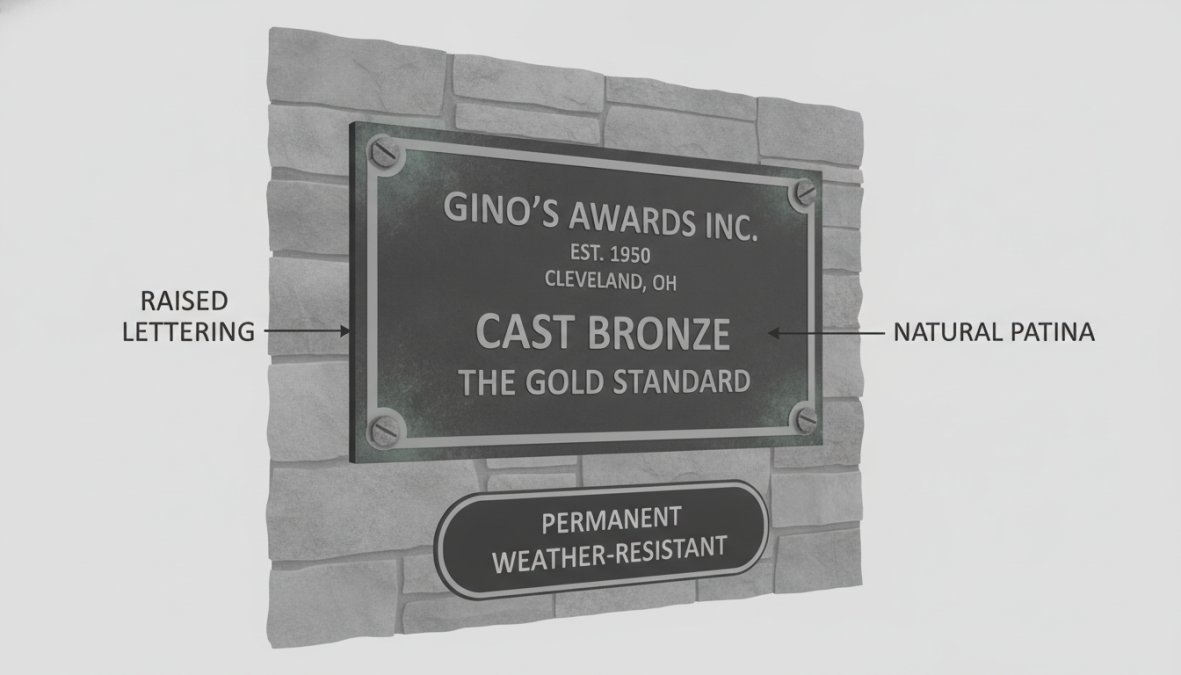 Professional illustration showing best materials for custom engraved plaques