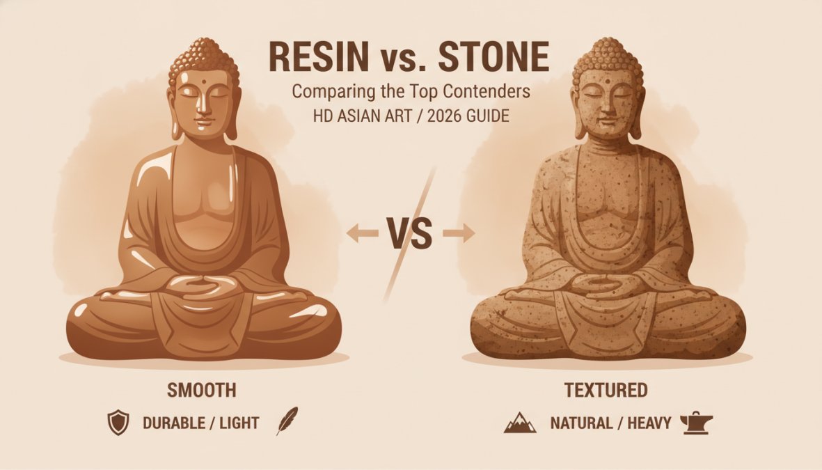 Visual comparison chart showing best materials for home meditation statues