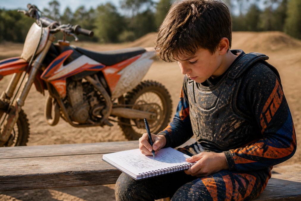 Professional illustration showing Young for best motocross gift ideas for children