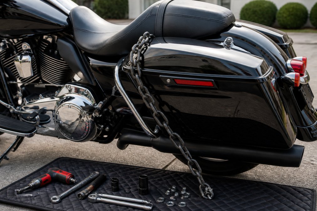 Step-by-step visual guide for Harley, Davidson for motorcycle theft deterrent