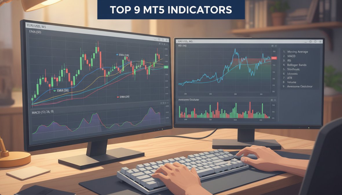 A focused professional trader reviewing historical trade results on a laptop screen, notepad with handwritten performance notes beside them, warm desk lamp lighting in a quiet home office environment