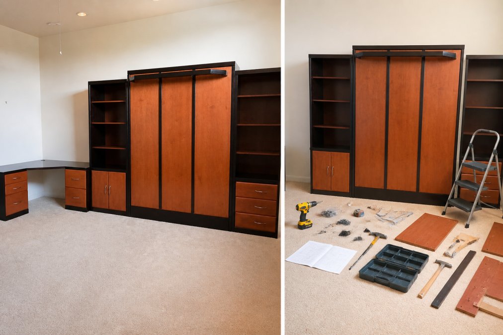 Visual comparison chart showing murphy bed installation services