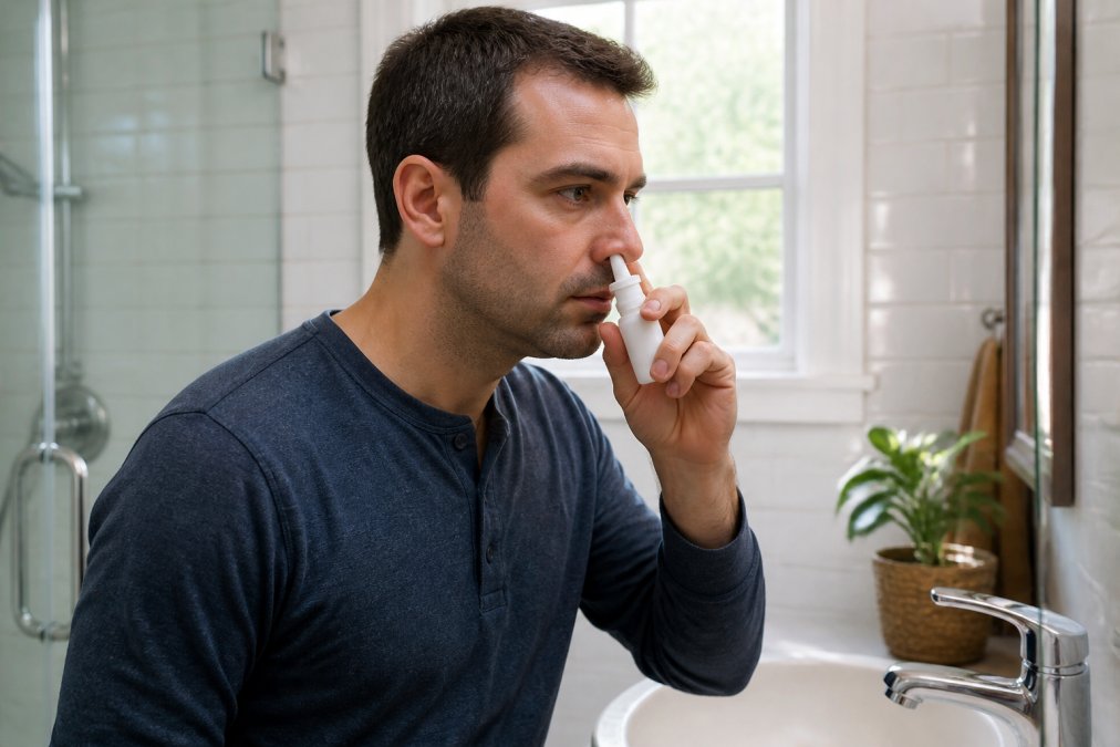 Step-by-step visual guide for Adult for best nasal spray for dry nose relief