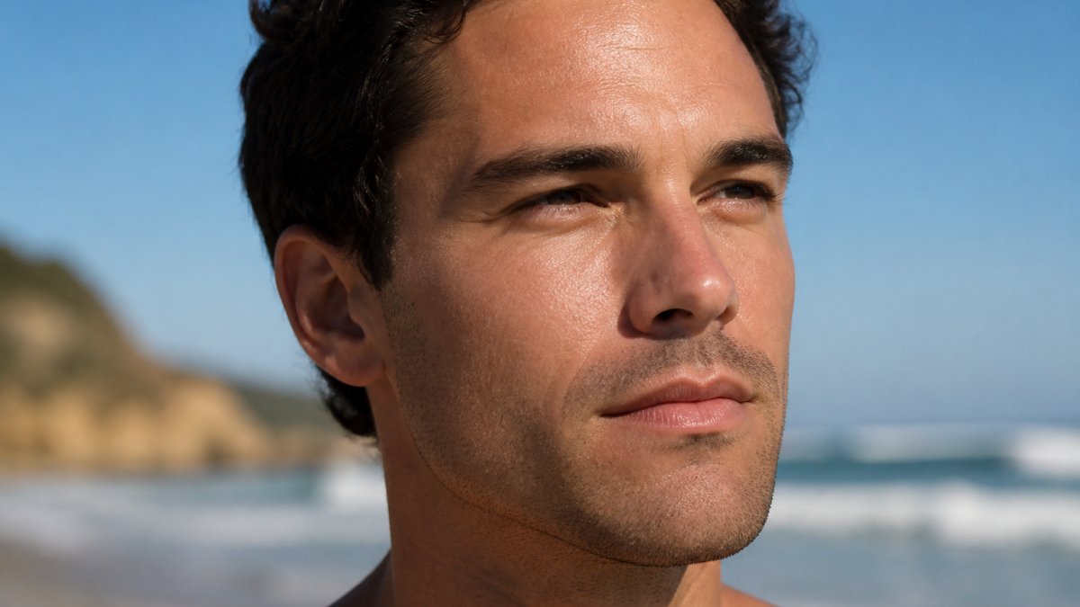Infographic showing the matte finish effect of lightweight sunscreen on skin after sun exposure.