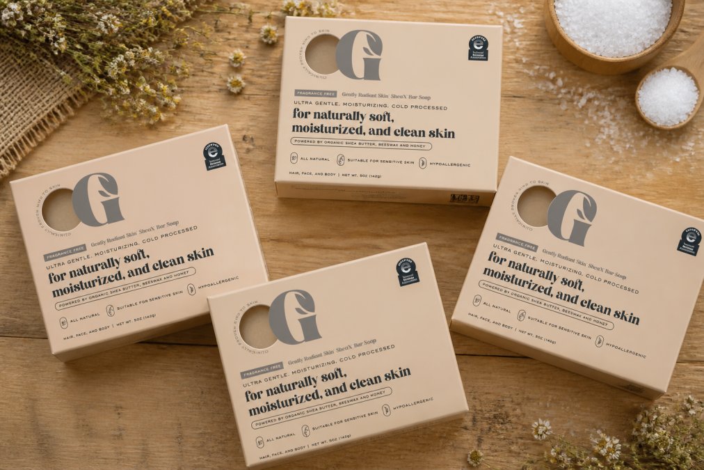 Professional illustration showing Flat, SheaX for non-toxic soap for face
