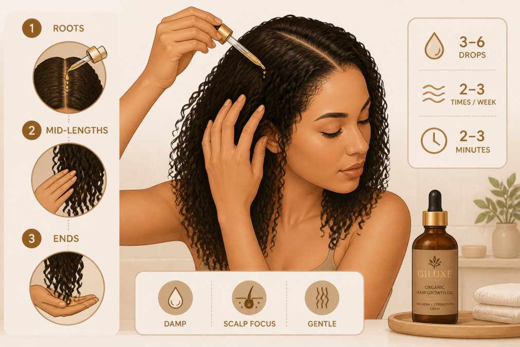 Step-by-step visual guide for organic hair products