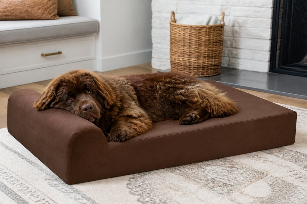 Professional illustration showing best orthopedic beds for large senior dogs