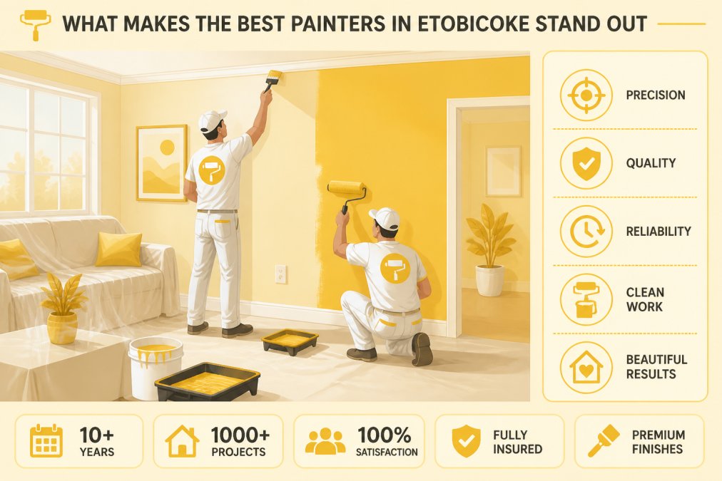 Professional painters applying fresh interior paint to living room walls with precision and care, showing meticulous attention to detail and clean brush technique in bright, well-lit residential space