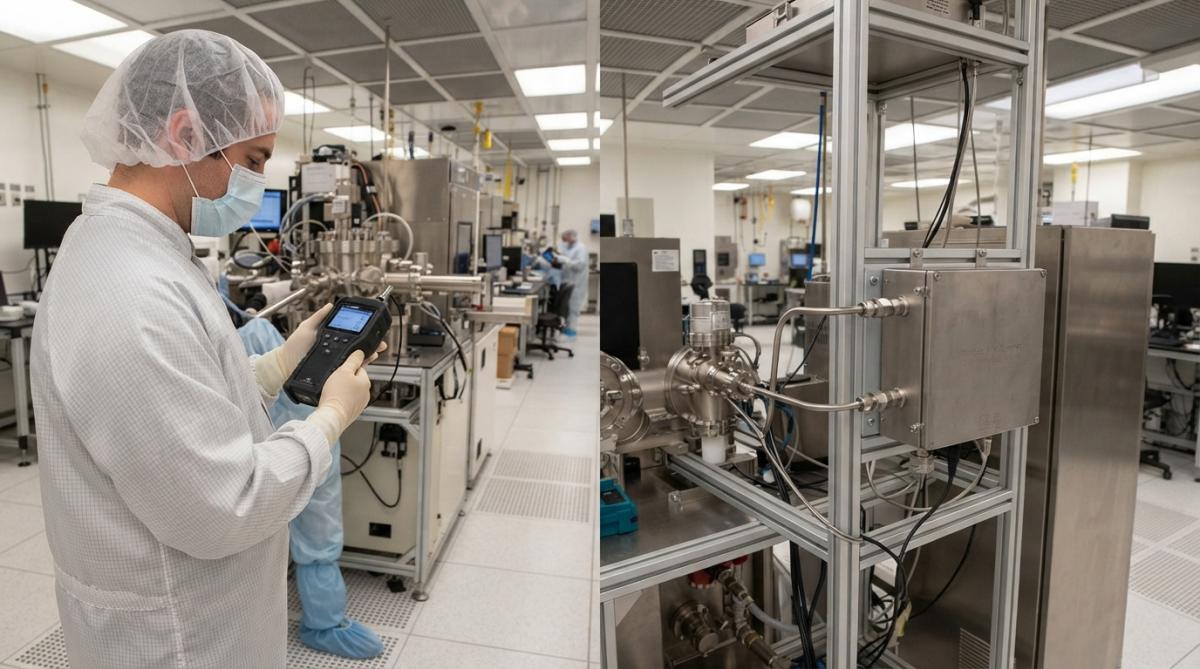 Side-by-side comparison of technician and cleanroom and garb concepts for best particle counter for semiconductor