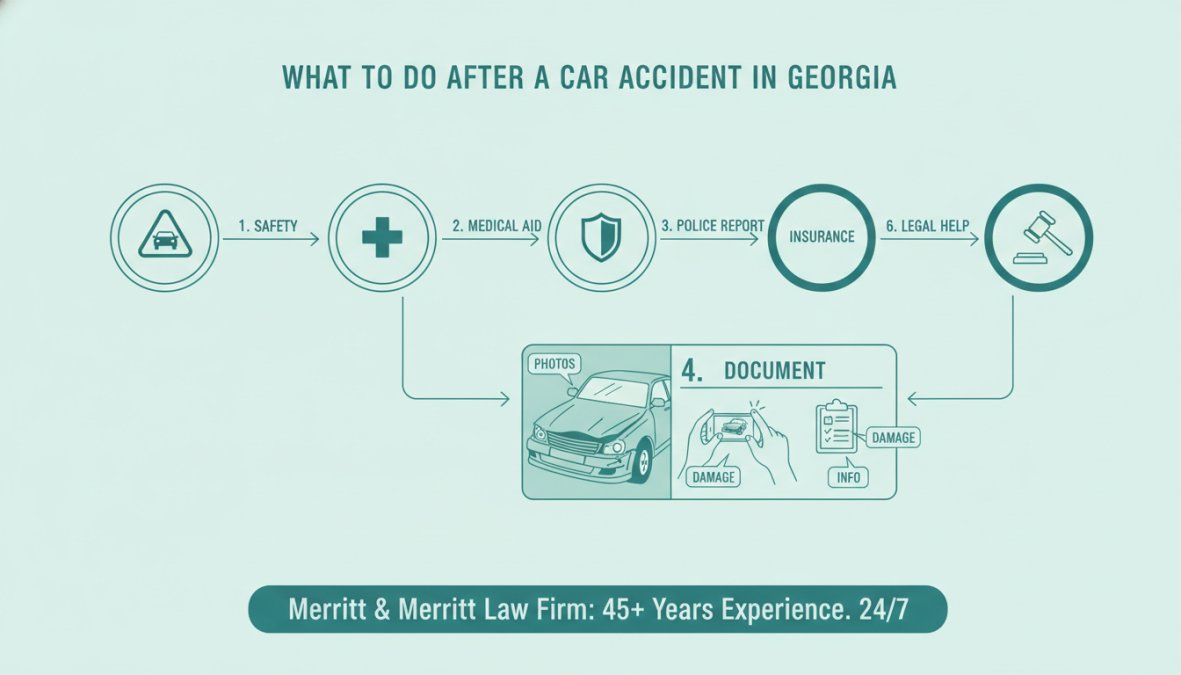 Process diagram showing steps for best personal injury attorney georgia