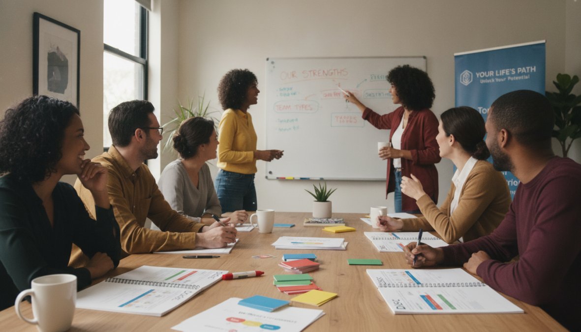 Professional illustration showing best personality tests for workplace teams