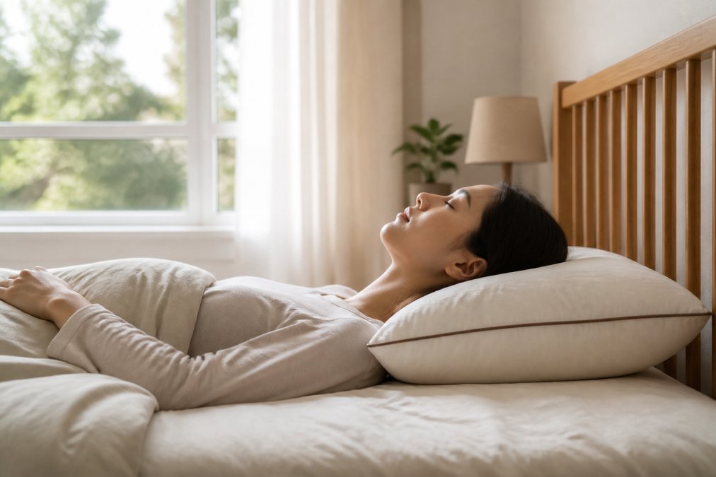 Step-by-step visual guide for Person for pillow for sleeping on back
