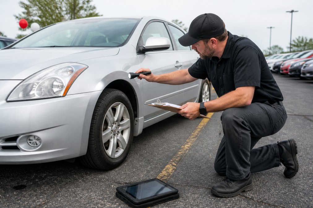Best Pre Purchase Inspection Checklist 2026 Guide Infographic checklist for a pre purchase inspection of a used car body and paint exterior.