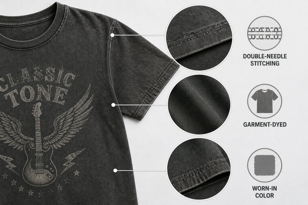 Professional illustration showing quality band shirts