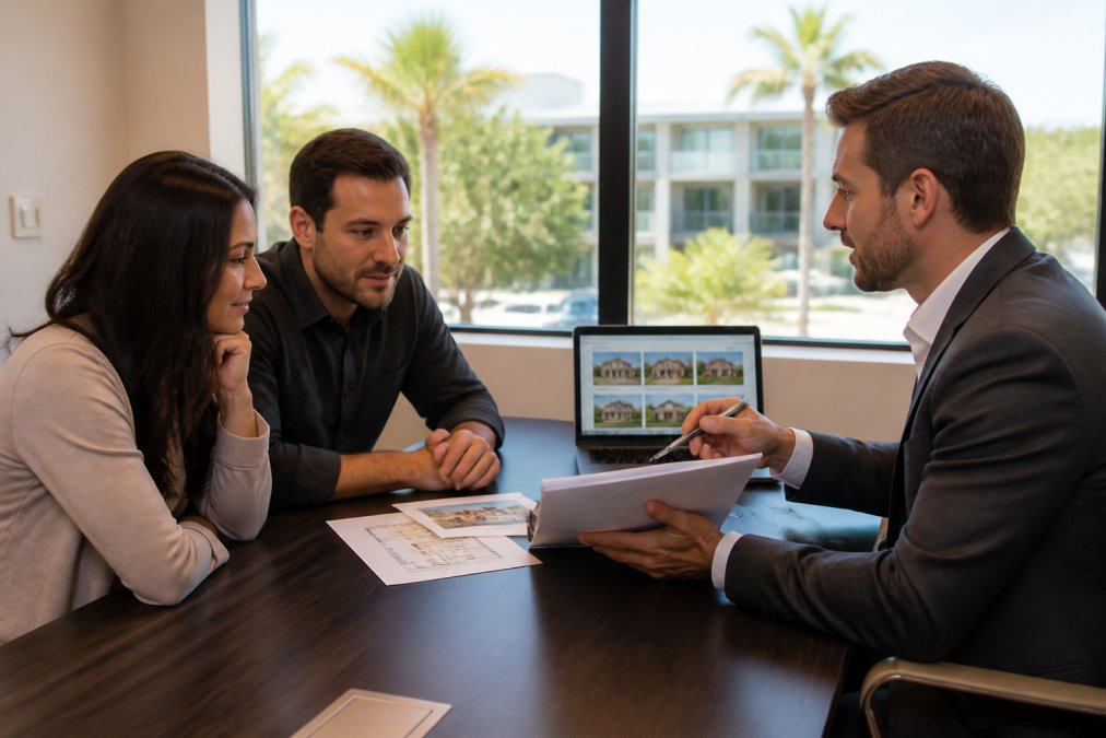 Process flowchart for interviewing the best real estate agents in Orlando while reviewing property documents.