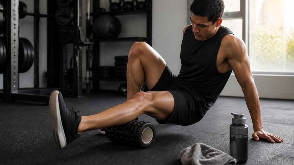 Infographic showing the step-by-step process of using a foam roller for effective post-workout muscle recovery