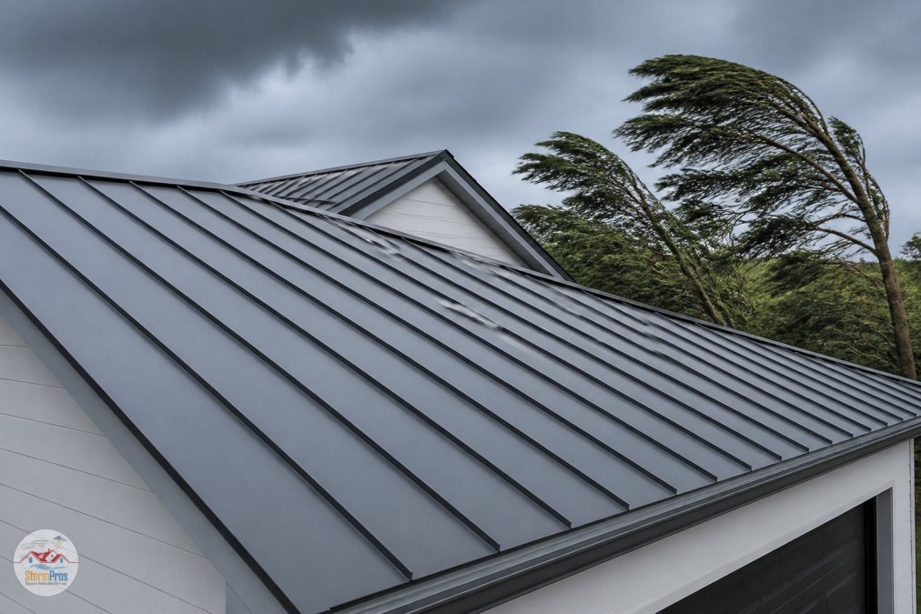 Standing seam metal roof holding up against storm winds and roofing materials durability