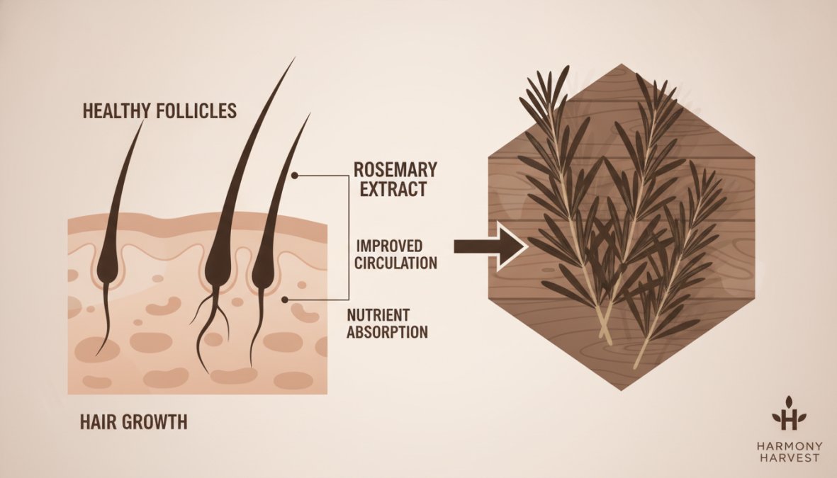 Professional illustration showing rosemary shampoo for hair growth