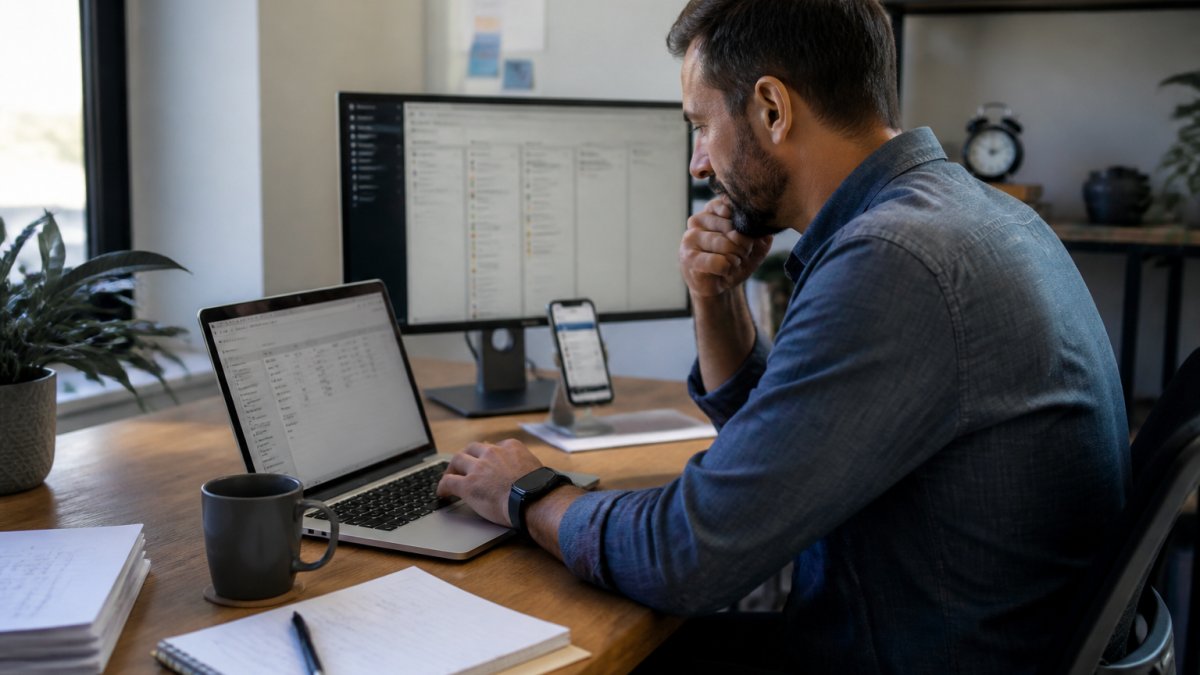 Small business owner reviewing a sales pipeline on a laptop while using the best sales automation tools for small business.