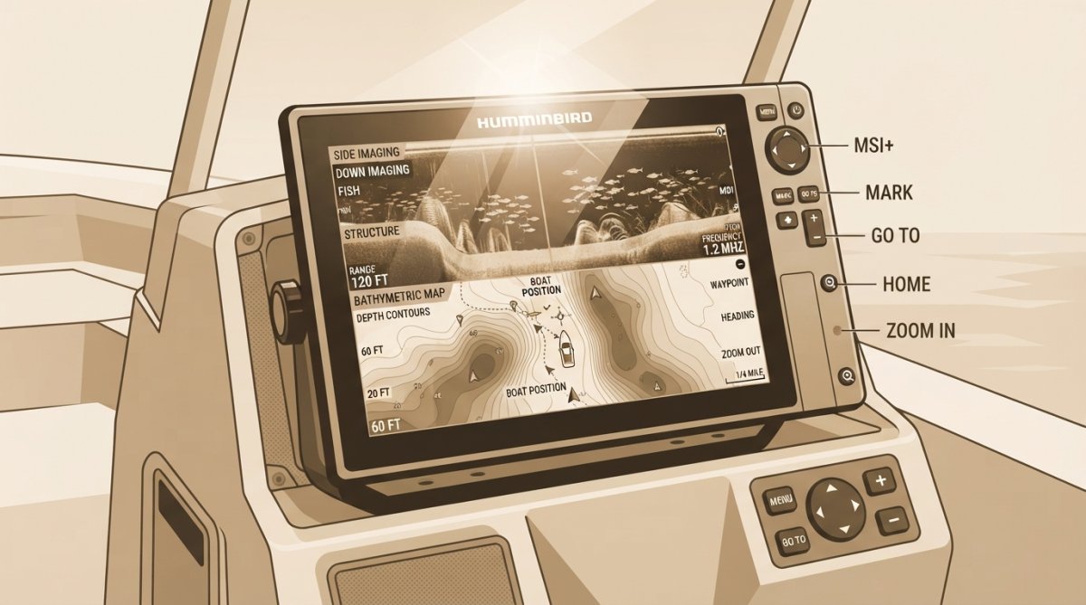 Professional illustration showing marine electronics